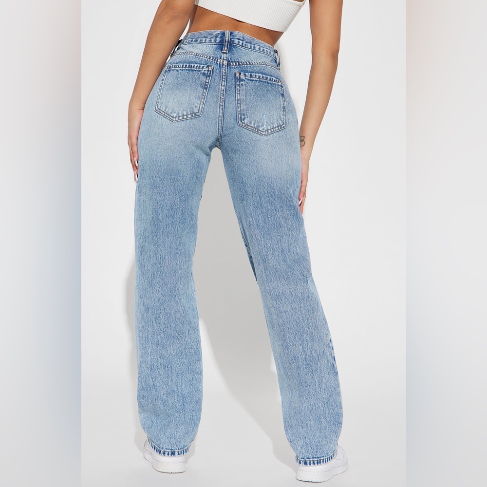 ❥𝖥𝖠𝖲𝖧𝖨𝖮𝖭𝗡𝗢𝗩𝗔: Only One Non Stretch Ripped Straight Leg Jean - Medium Wash - Picture 2 of 11